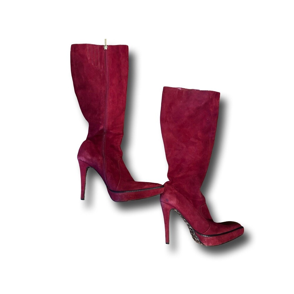 Colin Stuart red suede stilettos